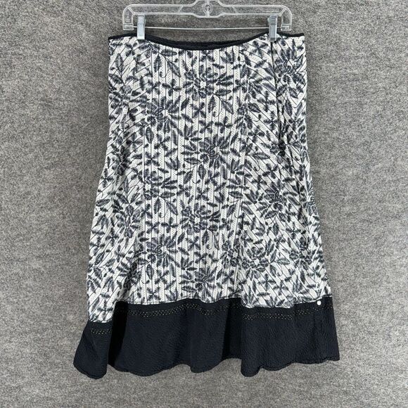 Requirements Skirt Women 12 White Floral A-Line Midi Zipper Mid Rise Cotton - Picture 2 of 6